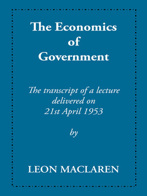 cover image of The Economics of Government